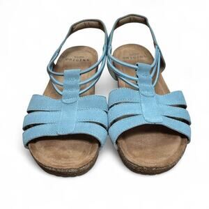 EARTH ORIGINS‎ Laney Moroccan Blue Suede Sandals Women’s Size 7.5 Comfort